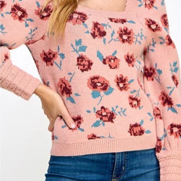 WILLOW ROSE PRINTED SQUARE NECK SWEATER TOP - Picture 3 of 7